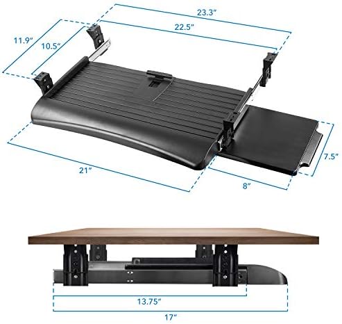 Mount-It! Under Desk Keyboard Drawer with Wrist Rest, Ball-Bearing Slide - Image 5