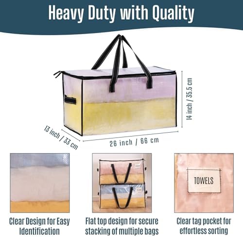 VENO Moving Bags, Storage Bags, Wide Open Top, Clear, 4 Pack - Image 4