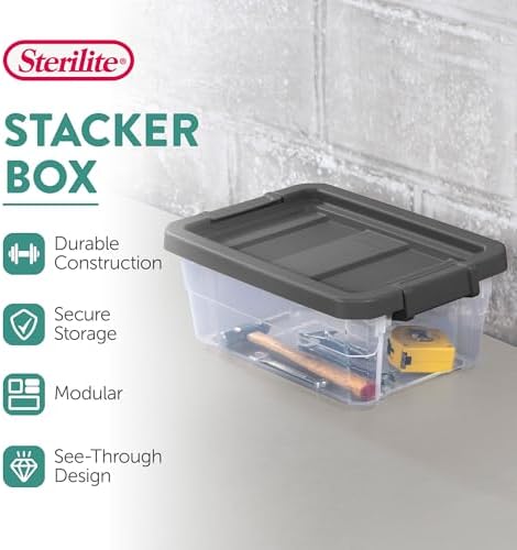 Sterilite Modular Stacker Box with Latching Lid, 16 Quart, 6-Pack - Image 3