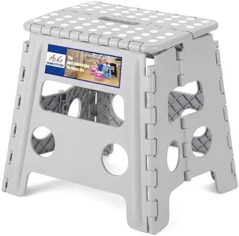 ACKO 13 Inch Folding Step Stool, Non-Slip Surface for Adults and Kids, Gray by ACKO