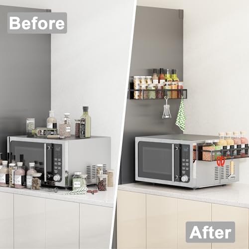 Aufworld Magnetic Spice Rack for Refrigerator, 2 Pack Magnetic Shelf, Fridge Magnet Organizer with Moveable 4 Hooks, Magnetic Fridge Shelf for Kitchen Organization and Storage (2 Pack) - Image 7