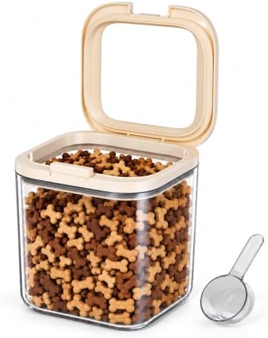 LivLab Mker Pet Treat Container, 3.49QT, One-Handed Open, Clear, Stackable by LivLabMker