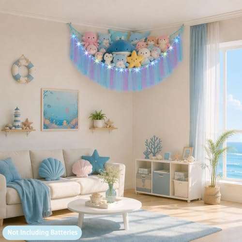 FIOBEE Stuffed Animals Net LED Light Toy Hammock for Kids Bedroom Storage - Image 5