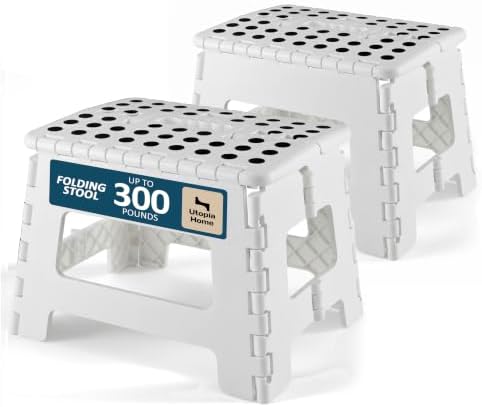 Utopia Home Folding Step Stool 9 Inch, Anti-Slip, White, 2-Pack by UTOPIAHOME