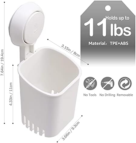LEVERLOC Powerful Suction Cup Toothbrush Holders for Bathroom Wall, White - Image 3