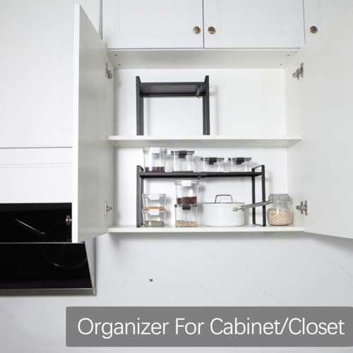 Expandable Cabinet Shelf Organizer Riser for Kitchen Pantry Cupboard Under Sink Countertop (black, 8.2’’D * 12.2-21.6’’W * 10.4’’H) - Image 4