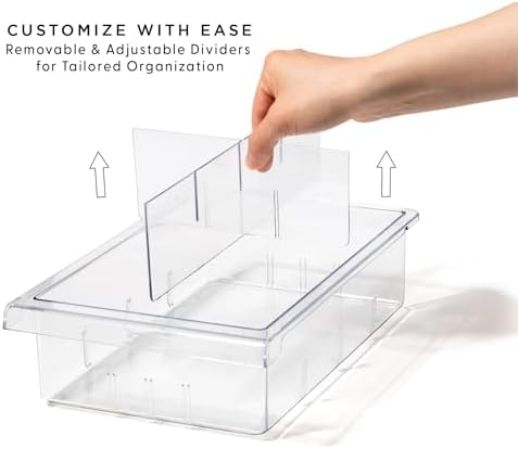 BINO | Pull-out Fridge Organizer | THE HANGER COLLECTION | Fridge Drawer Organizer with 2 Dividers | Clear Pantry Drawer Organizers | Shelf Holder Storage Drawers for Fruits, Veggies & Drinks - Image 4