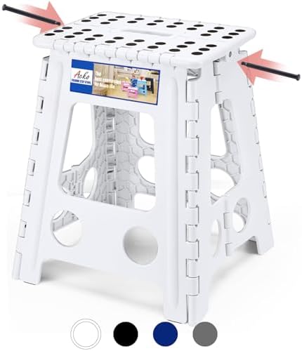 ACKO Folding Step Stool 16 Inch, 400 lbs Capacity with Safety Lock, White by ACKO