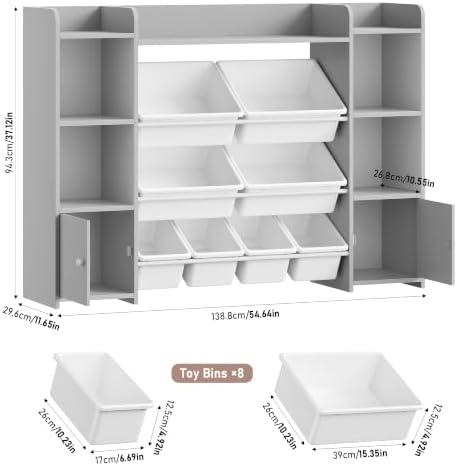 FOTOSOK Toy Storage Organizer with 8 Toy Bins, Toy Organizer Toy Bin for Kids - Image 2