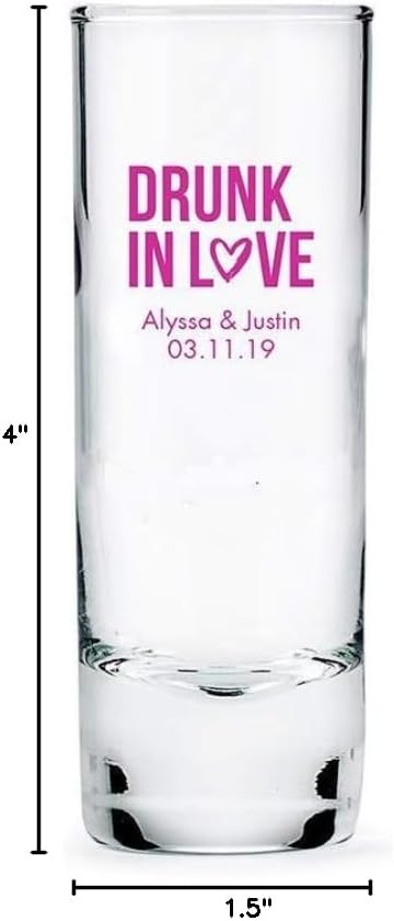 WEDDINGSTAR Personalized 2.5oz Tall Shot Glass Customizable Full Color Print - 24 pack
