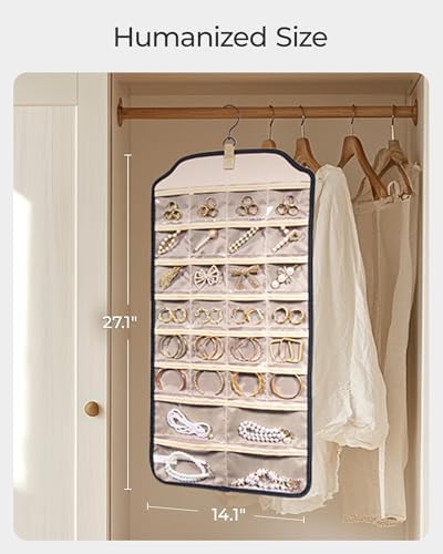 BAGSMART Earring Holder Organizer, Hanging Jewelry 56 Pocket Storage Storage for Women Accessories, Earring for Wall Holding Jewelries Black, 1 Piece - Image 5
