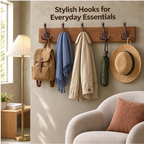 Heavy Duty Coat Hooks - 5 Packs Aluminum Alloy Wall Mounted Hooks for Hanging Jacket, Clothes, Bags, Hat | Durable Metal Utility Wall Hooks for Entryway, Closet, Mudroom, Bathroom, Garage - Image 5