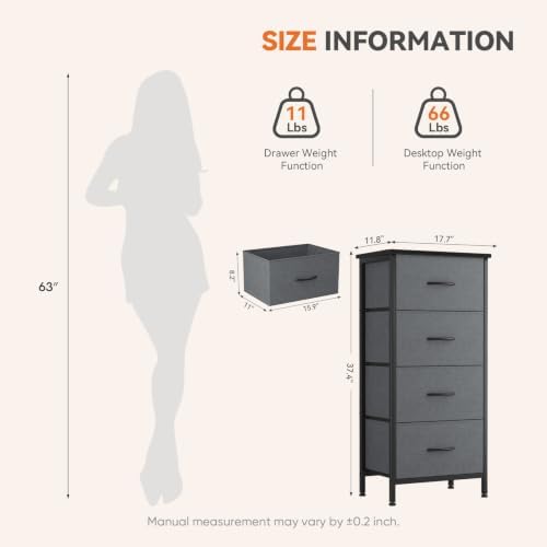 Sweetcrispy Dresser for Bedroom, 4 Drawer Storage Cabinet, Tall Nightstand - Image 3