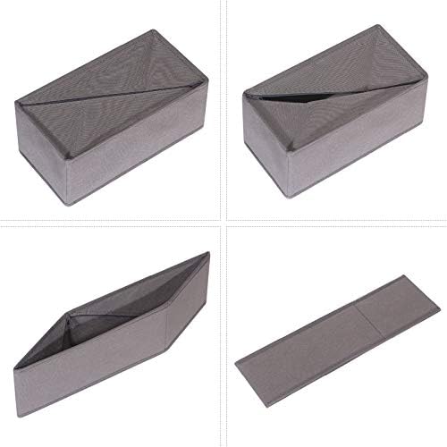 DIOMMELL 6 Pack Foldable Cloth Storage Box Closet Dresser Drawer Organizer Fabric Baskets Bins Containers Divider for Clothes Underwear Socks Lingerie Clothing, M Grey 00-0600 - Image 6