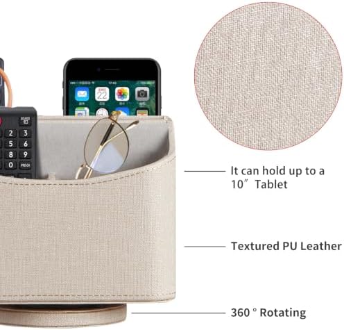 YAPISHI Gold flower pattern Leather Remote Control Holder,360 Degree Spinning Desk TV Remote Caddy/Box,nightstand Organizer for Controller,Media,Cosmetic, Mobile Phone, Pen/Pencil Stationery Storage - Image 4