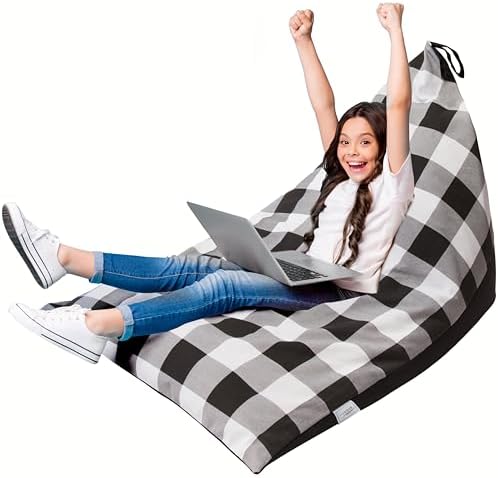Huddle Designer Stuffed Animal Bean Bag Storage Chair Cover XL Gingham by HuddleSupplyCo