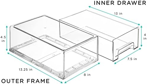 Sorbus Clear Stackable Storage Drawers with Pull-Out Bins (Medium, 4 Pack) - Image 3