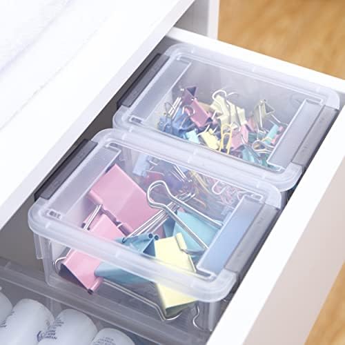 Citylife 0.53 QT 10 Packs Small Storage Bins Plastic Storage Container Stackable Box with Lids for Organizing, Clear White - Image 3