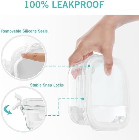 Vtopmart 8 Pack Glass Food Storage Containers with Lids White - Image 3
