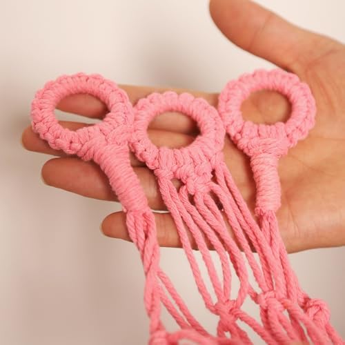 YKBU Stuffed Animals Hammock Corner Hanging Net Macrame Stuffed Animal Storage Plush Toy Holder Toy Organizer for Boho Nursery Playroom Bedroom Kids Room (pink, m) - Image 6