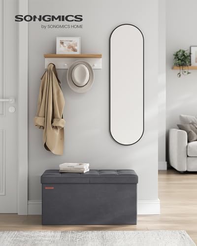 SONGMICS 30 Inches Folding Storage Ottoman Bench with Flipping Lid - Image 2