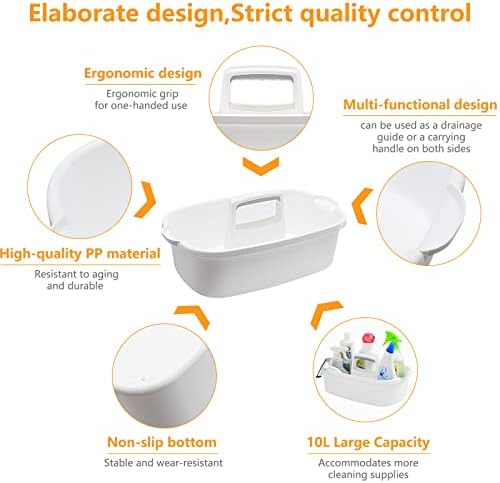Goderewild Cleaning Caddy with Handle, Shower & Under Sink Basket, White - Image 3