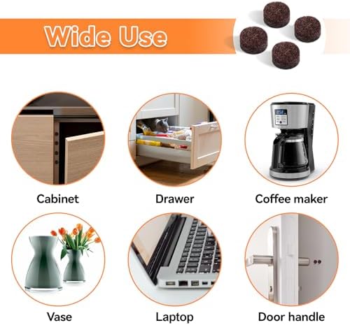 Felt Cabinet Door Bumpers - Small Felt Pads for Cabinet Doors, 3/8" Diameter 200PCS, 3mm Thick Self Adhesive Brown - Image 5