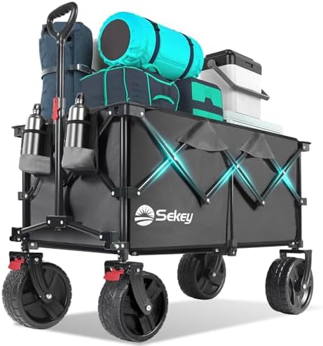 Sekey 220L Beach Wagon, 440 lb Capacity, Foldable, 8 in Wide Wheels by Sekey