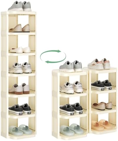 Kitstorack Vertical Shoe Rack: 8 Tiers Stackable Shoe Rack for Closet DIY Free Standing Shoe Organizer Small Shoe Shelf for Small Spaces and Narrow Spaces Plastic, White - Image 3