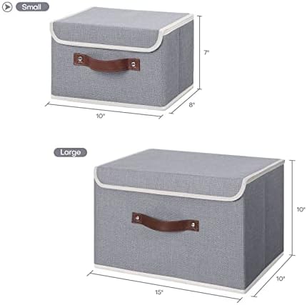 ANMINY Fabric Storage Box Bins with Lids, Gray, 10"x8"x7" - Image 5