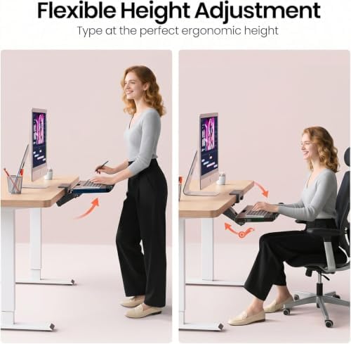 Klearlook Upgraded Ergonomic Keyboard Tray Under Desk, Adjustable Sliding Keyboard Platform Holder, Keyboard Stand with Wrist Rest & Storage Drawer for Home, Office and Gaming, 24.4"x10" - Image 3