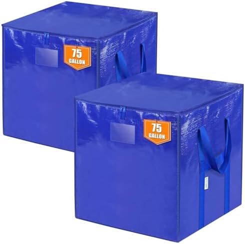 TICONN 2 Pack Extra Large Moving Bags with Zippers & Carrying Handles, Heavy-Duty Storage Tote Moving Boxes for Space Saving (2 PK, 75 Gallon) by TICONN