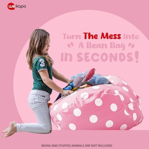 WEKAPO Stuffed Animal Storage Bean Bag Chair Cover for Kids - Image 3