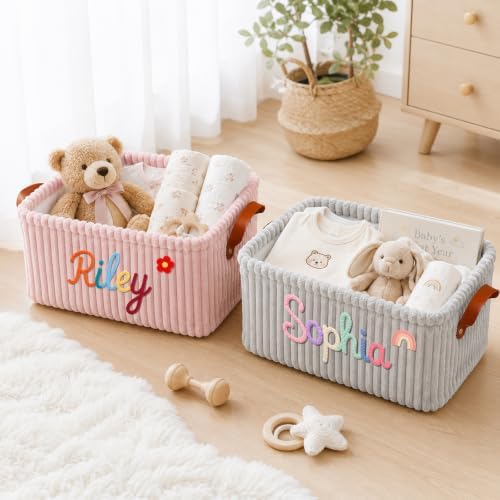 Personalized Diaper Caddy Organizer Custom Baby Storage Basket - Image 3