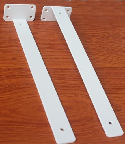 6 Pack - 16 inch White Hidden L Shelf Bracket (1/5 Inch Thicked) Iron Floating Shelf Brackets Rustic Industrial Metal Brackets for Shelf Support - Image 3