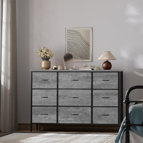 VASICAR Dresser for Bedroom with 9 Deep Drawers, Wide TV Stand TV Console - Image 6
