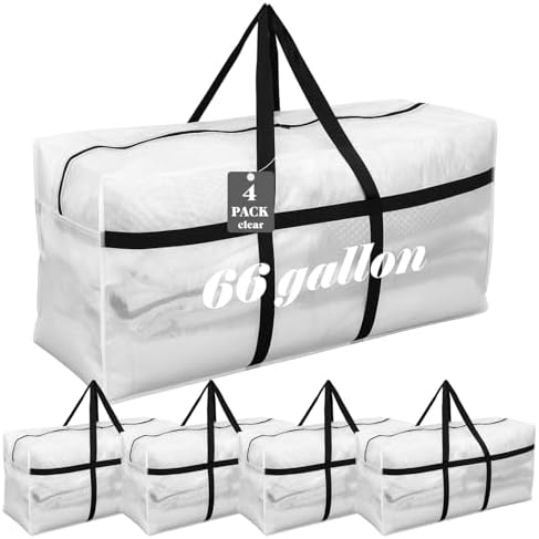 4 Pcs 66 Gallon Extra Large Moving Bags Heavy Duty Storage Bag by Clysee