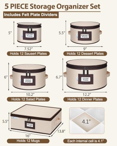 punemi Fine China Storage Containers, 5-Piece Hard Shell Set for Moving - Image 2