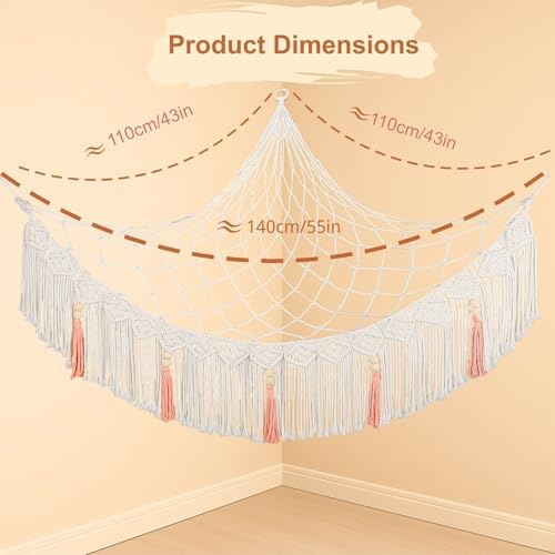 Stuffed Animal Hammock Corner, Plushie Net for Stuffed Animals, Macrame - Image 2