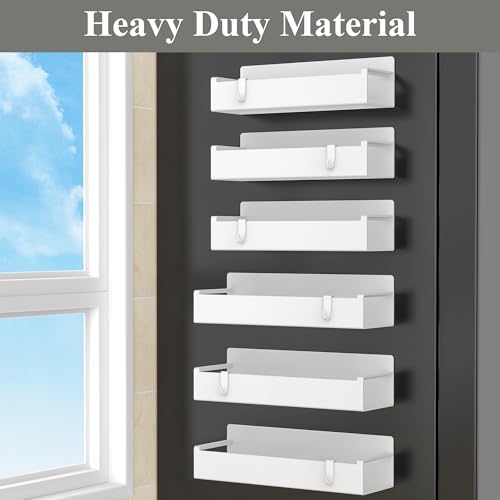 HuggieGems 6 Pack White Magnetic Spice Rack Organizer for Refrigerator - Image 4