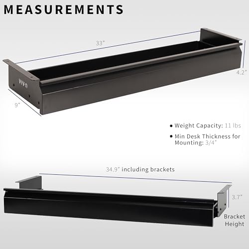 VIVO 33 inch Under Desk Slide Out Drawer without Shell, Home Office Storage Organizer, Black, DESK-AC03A-33B - Image 3