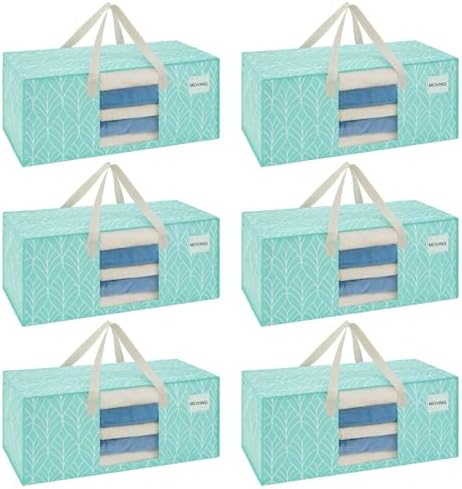 VENO Heavy Duty Moving Bags, Storage Bags, Clear Window, Evergreen, 6 Pack by Veno