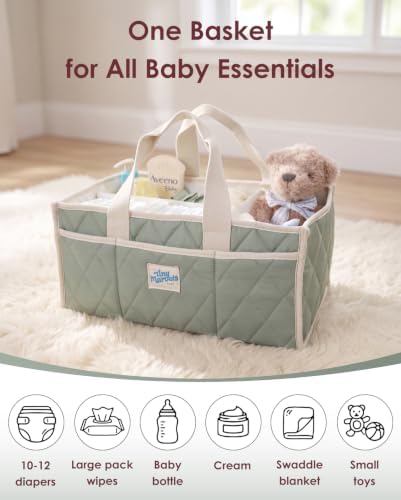Diaper Storage Caddy – Nursery Basket with Removable Divider and Pockets - Image 3