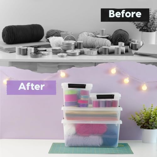 IRIS USA Storage Bins with Lids |Made in USA| 4 Qt - (6-Pack) - Clear/Black - Image 5