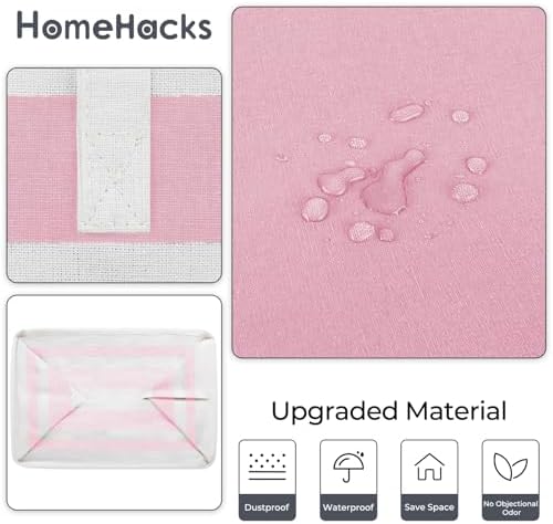 HomeHacks 2 Pack Large Laundry Baskets, Laundry Hampers Bags (Pink 75Lx2) - Image 5