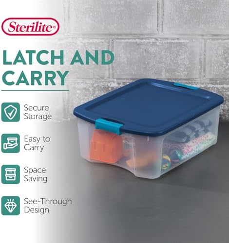 Sterilite Latch and Carry, Plastic Storage Bins w/ Lids, 12 Gallon, 6-Pack - Image 2