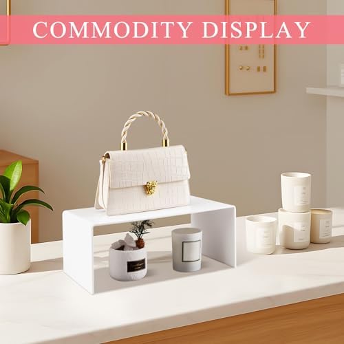 RattanView 2 Pcs 14 Inch Large Acrylic Shelf Riser, 5mm Thick, White - Image 4