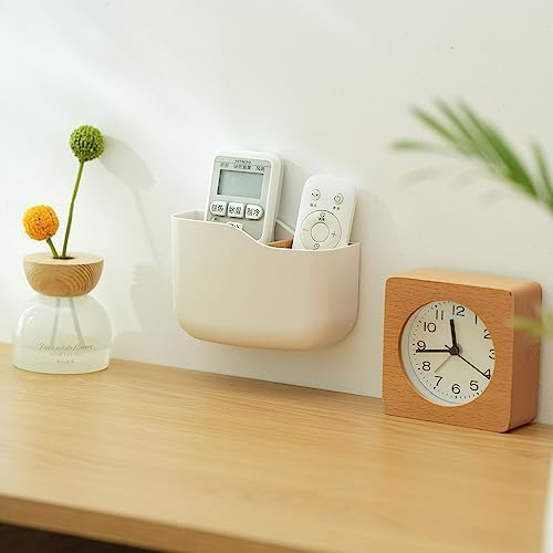 SUNFICON Wall Mount Remote Holder TV FAN Remote Control Holder Bedside Caddy Wall Organizer Phone Holder for Office Adhesive Media Player Controller Holder Box Tray Home Desk Nightstand 2 PACK WHITE - Image 6