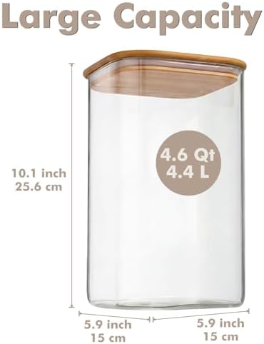 2-Pack 4.6Qt Large Glass Flour Sugar Storage Containers with Lids - Image 2