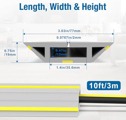 Eapele Floor Cable Cover Protector,Heavy Duty PVC Duct Easy to Unroll,Prevent Cable Trips and Protect Wires,Perfect for Home Office or Outdoor (Gray - 10ft) - Image 2